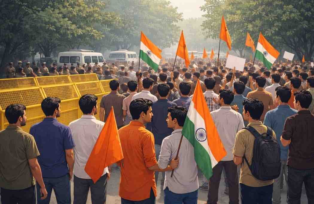 दिल्ली में बांग्लादेश हाई कमीशन के बाहर बांग्लादेश में हिंदू युवक की कथित हत्या के विरोध में प्रदर्शन हुआ। बैरिकेडिंग हटाने की कोशिश, पुलिस तैनात, स्थिति नियंत्रण में।