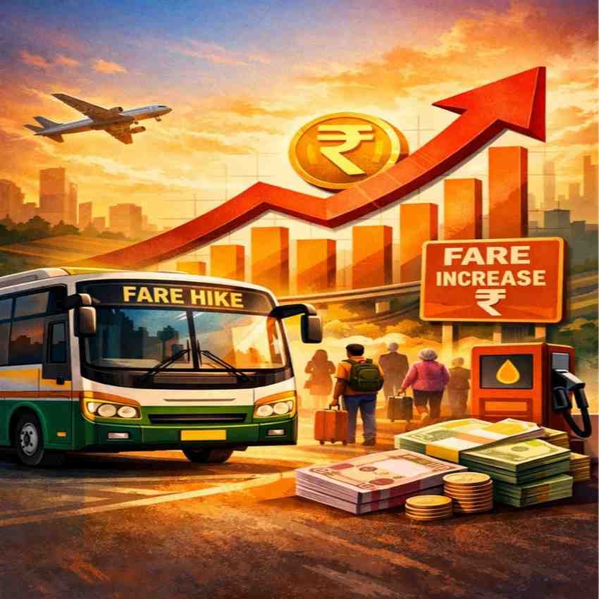 नए साल में यात्रियों पर महंगाई की मार! बस किराया 18% बढ़ा, 1 जनवरी 2026 से लागू। लंबी दूरी और लोकल किराये पर कितना असर पड़ेगा—यहाँ जानें।
