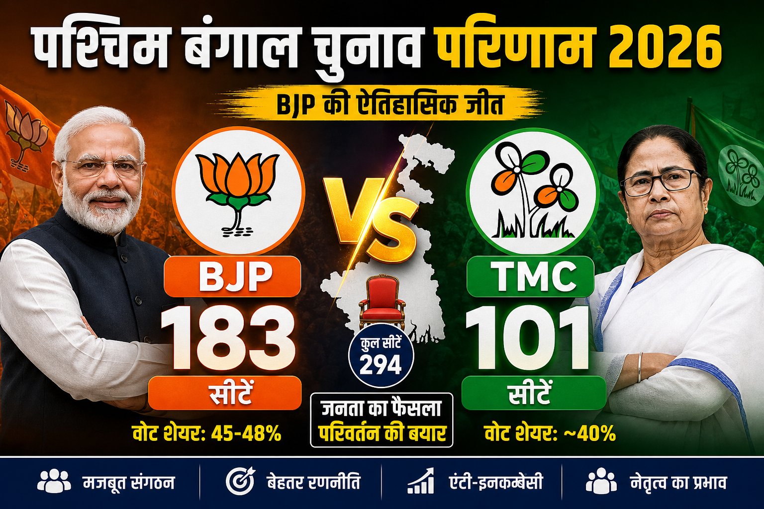 🔥 West Bengal Election 2026 LIVE: TMC आगे, BJP की जोरदार टक्कर! Exit Poll में बड़ा सस्पेंस